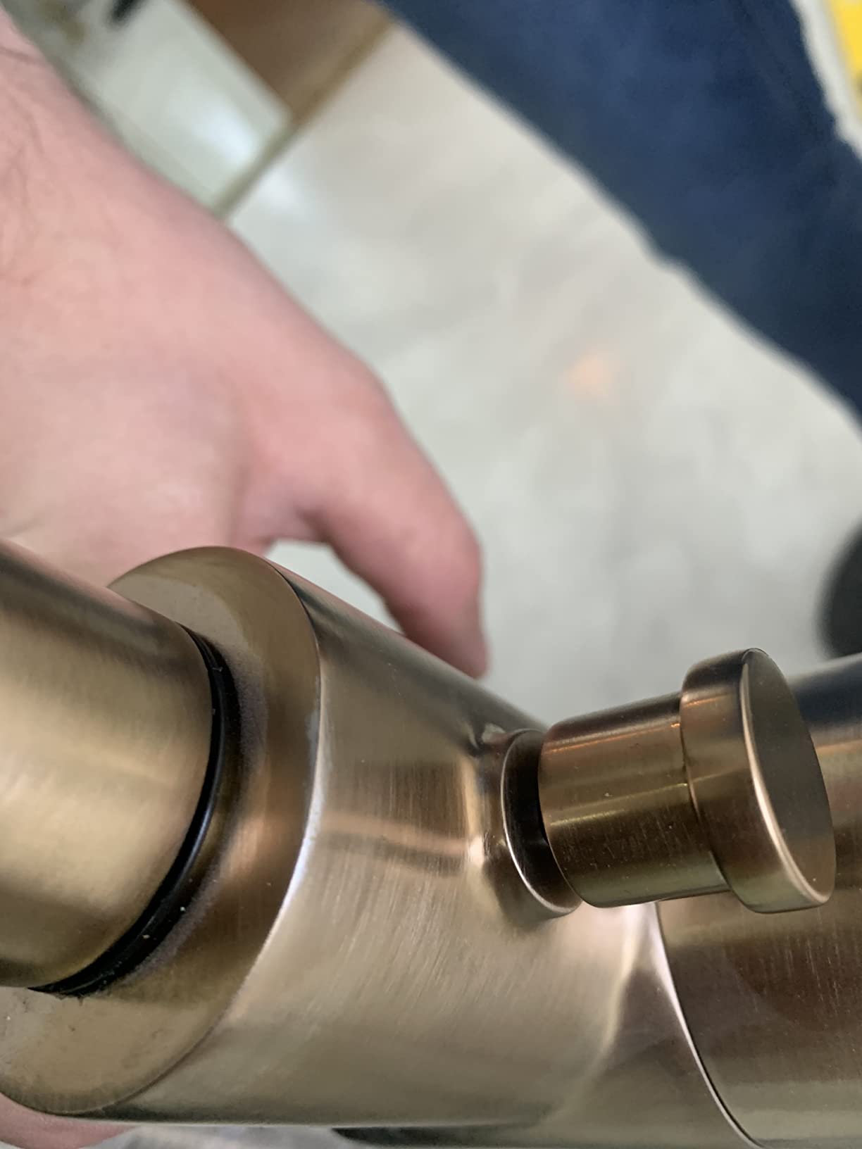 Delta Faucet Trinsic Floor Mount Tub Filler - Freestanding Roman Tub Spout with Handheld Shower - Flexible Shower Hose - Double Check Valves - Champagne Bronze, T4759-CZFL (Rough Sold Separately) customer photo 1