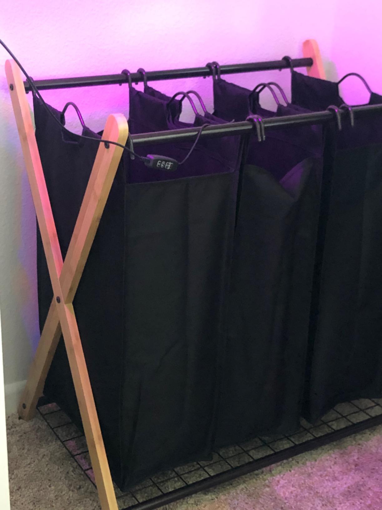Oceanstar XBS1484 Bamboo 3-Bag Laundry Sorter Black, 29.75 in. H x 19.10 in. W x 27 in. customer photo 1