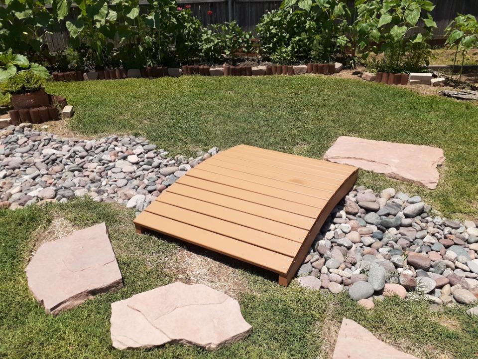 All Things Cedar Wooden Bridge, Outdoor Garden Walkway for Backyard Ponds, 4', Natural - Landscaping Pathway Wood Decor and Accessories for Yard and Patio customer photo 2
