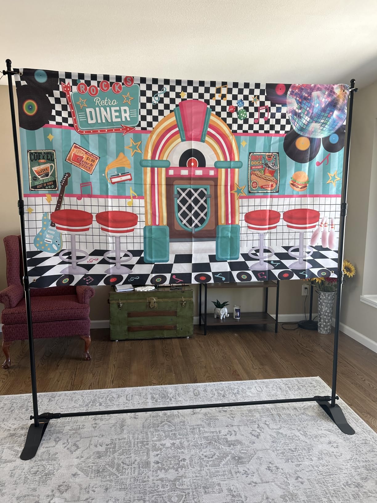 VEVOR Backdrop Banner Stand 8 x 8 Ft Adjustable Height Background Stand Backdrop with 1 Carrying Bag, Backdrop Stand for Parties Wedding Photo Booth Trade Show customer photo 2