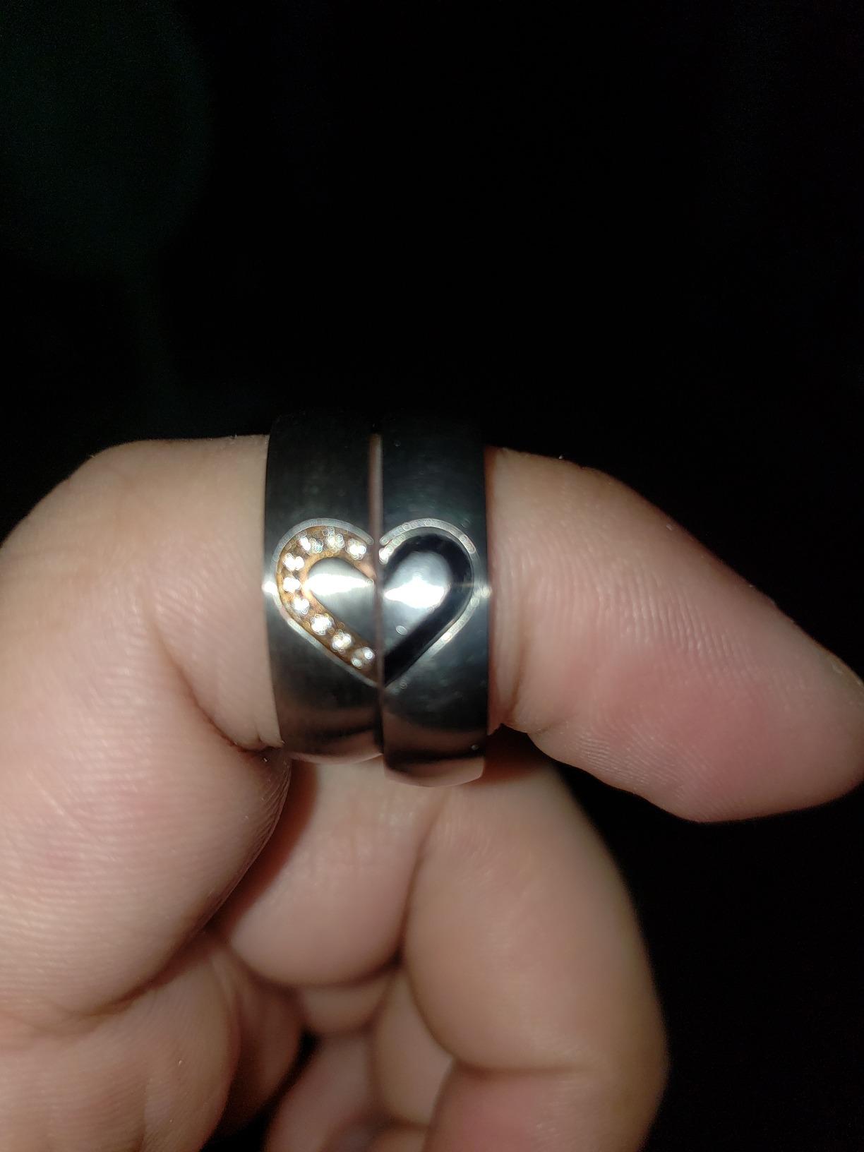 His & Hers Real Love Heart Promise Ring Stainless Steel Couples Wedding Engagement Bands Top Ring, 6mm customer photo 1