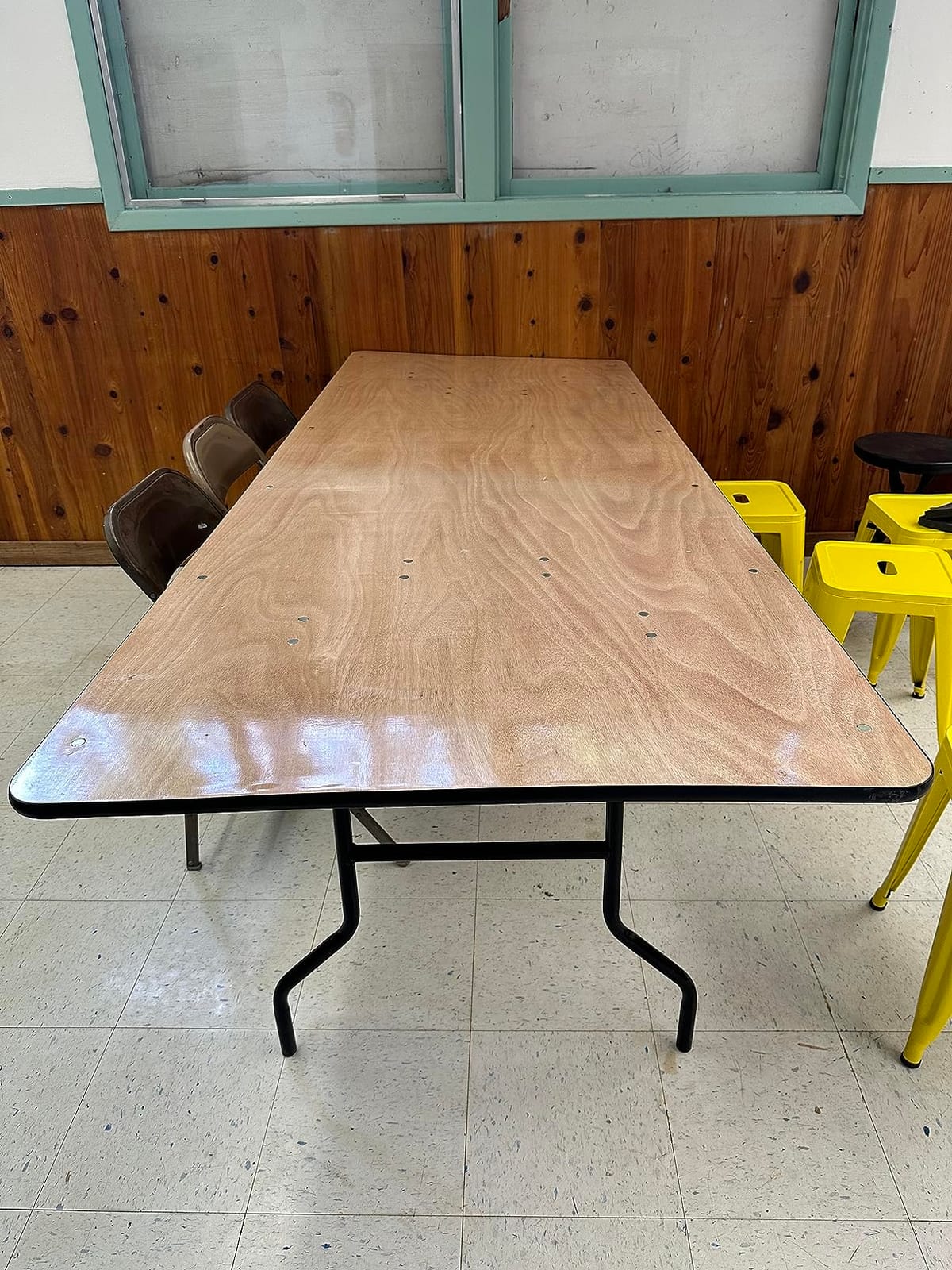 Flash Furniture Fielder 8' Rectangular All-Occasion Wood Folding Event Table, Foldable Portable Banquet Table with Wooden Top, Natural/Black customer photo 1