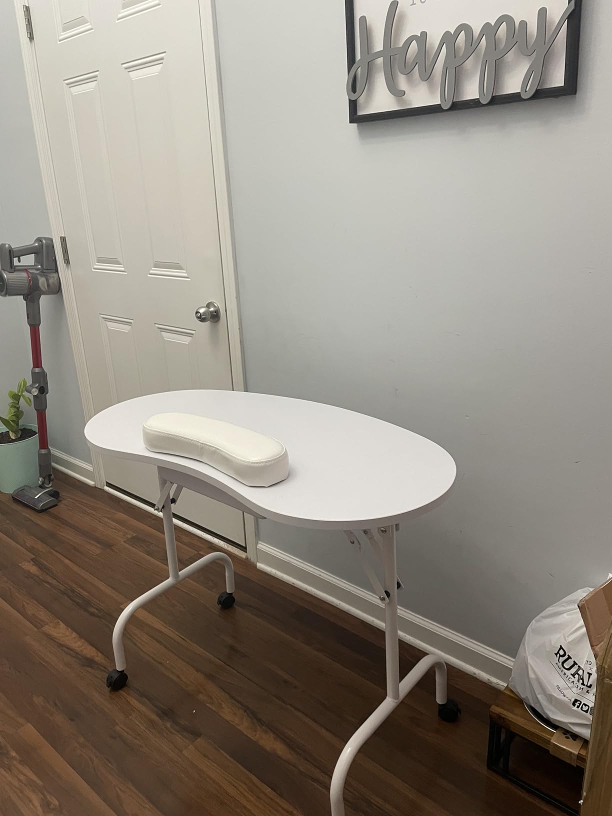 Yaheetech Portable Manicure Table Foldable Nail Desk with Drawer, Black | 37-inch workstation with large drawer, client wrist pad, controllable wheels plus carrying case for spa, salon or mobile use. customer photo 2