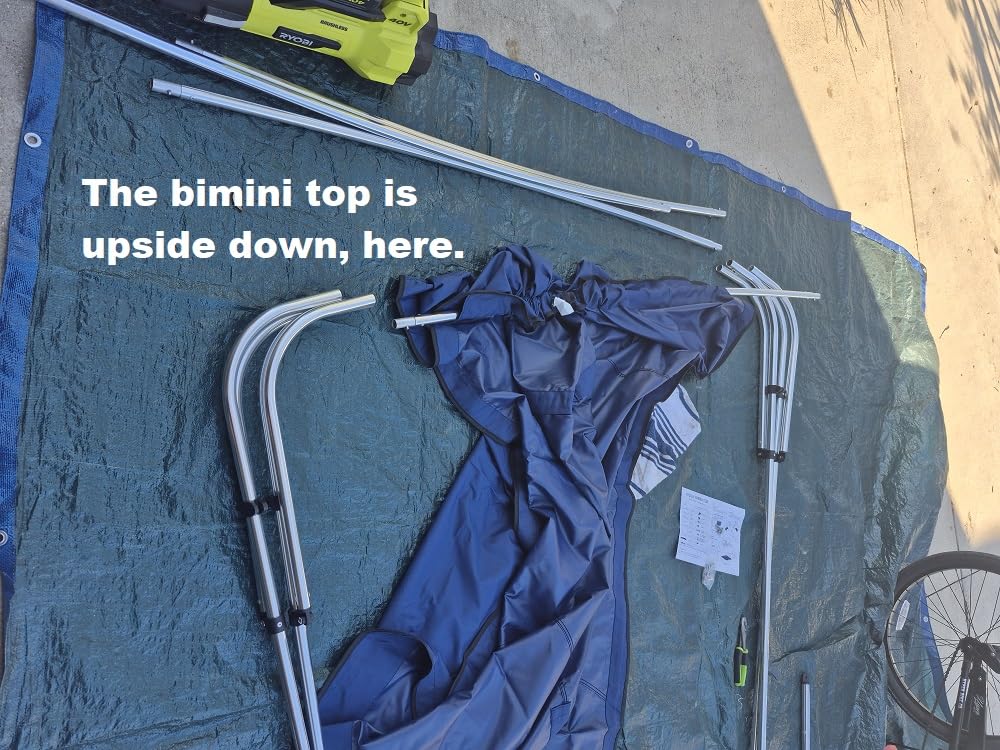 Naviskin 3 Bow & 4 Bow Bimini Top for Boats, 10 Colors, 13 Sizes | Easy Installation, 2 Mounting Methods, 4 Straps & 2 Rear Support Poles, 1