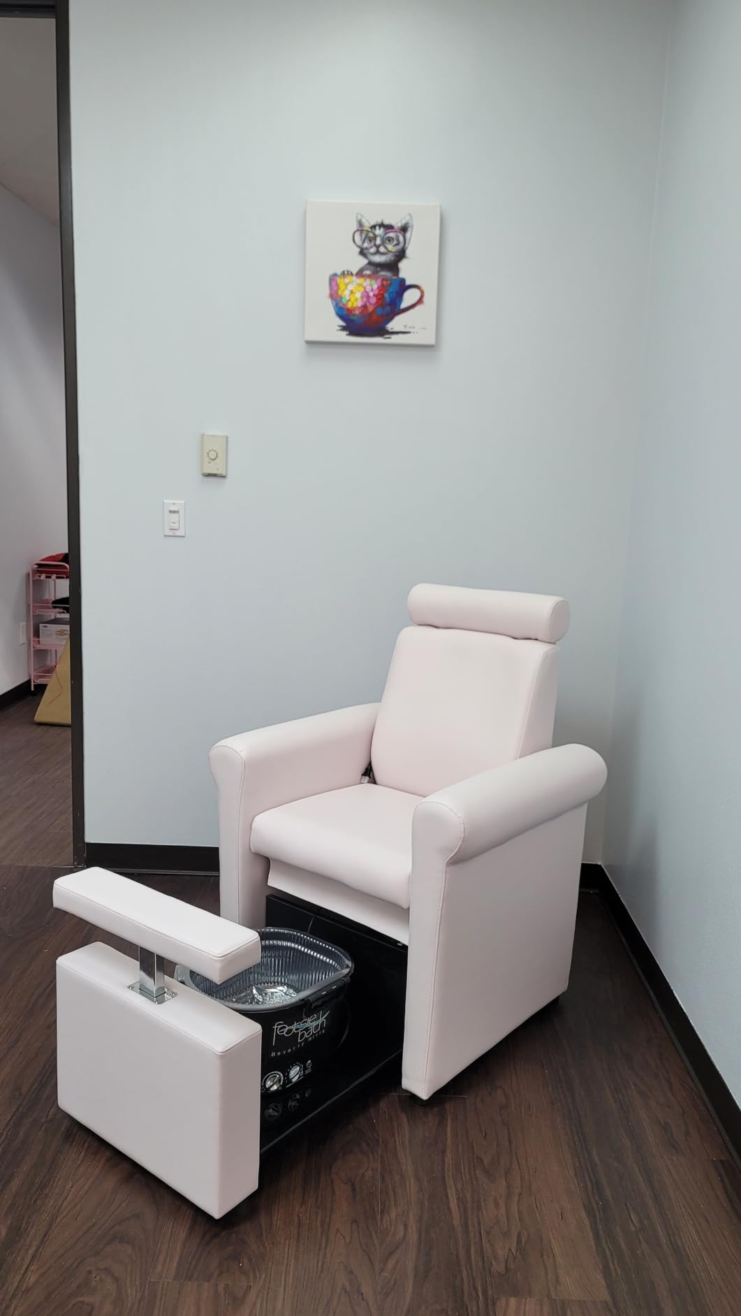 Buy-Rite Mona Lisa Plumb-Free Pedicure Chair Black Retractable Base | Plush Padded Upholstery, Fits Most Portable Footbaths, Reclining Back, Lockable Footrest, Retractable Storage Base For Salons customer photo 2