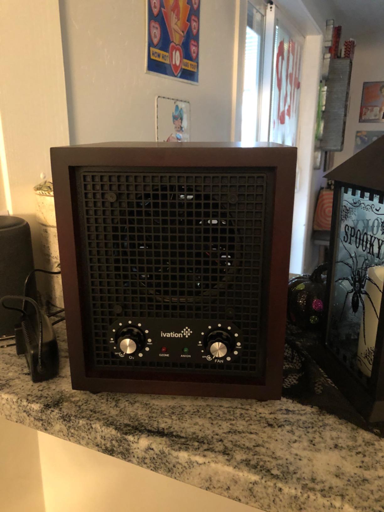 Ivation Ozone Generator Air Purifier, Ionizer & Deodorizer - Purifies Up to 3,500 Sq/Ft - Great for Dust, Pollen, Pets, Smoke & More Cherry | Removes odors from pets, smoke, food, and mold - quiet operation with a cherry wood and stainless steel cabinet customer photo 1