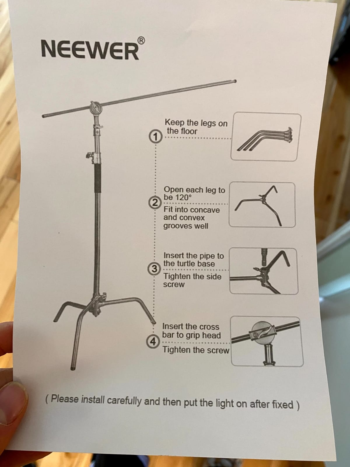 NEEWER Pro 100% Stainless Steel Heavy Duty C Stand with Boom Arm | Max Height 10.5ft/320cm, Photography Light Stand, 4.2ft/128cm Holding Arm, 2 Grip Head for Studio Monolight Softbox Reflector customer photo 2