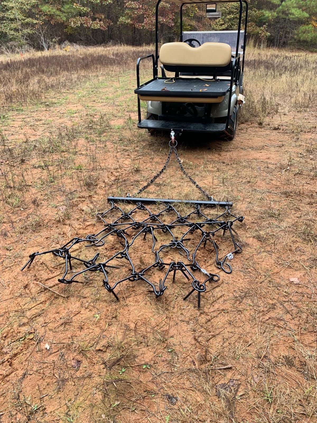 Titan Attachments Heavy Duty Drag Harrow 4 FT x 4 FT Leveling Grading Steel Mesh, 3/8in Tines, Tow Behind Agricultural-Style Drag customer photo 1
