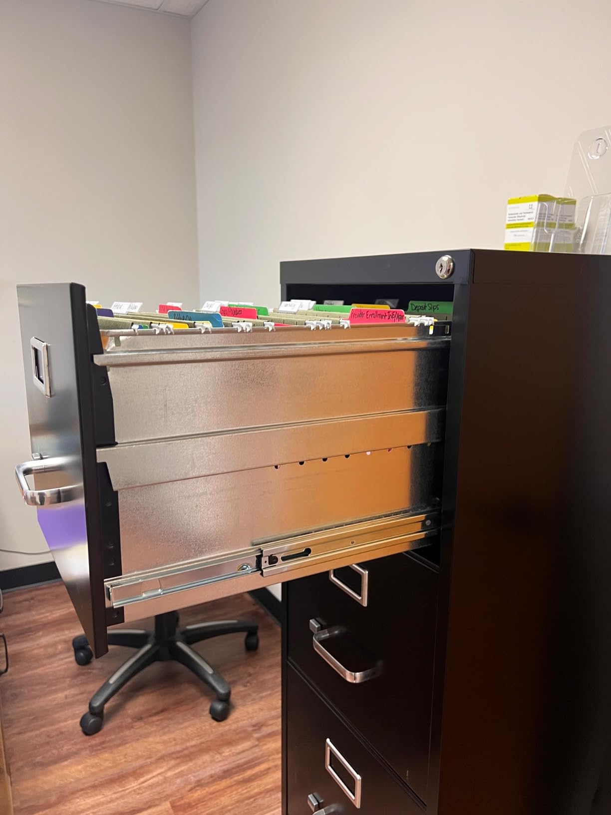 Scranton & Co 4-Drawer Metal Vertical Filing Cabinet, 22 in Depth, Black Finish, Letter Width, Durable Steel Construction, Locking Mechanism, Compact Design for Office or Home Workspace Storage customer photo 2