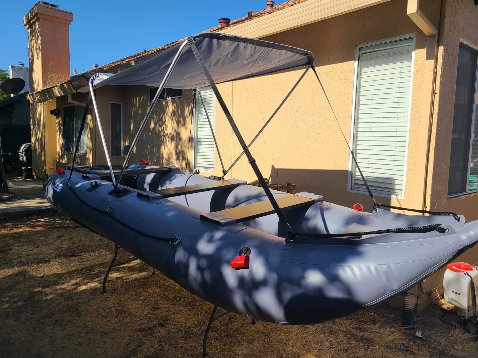 BRIS 14.1ft Inflatable Boat Inflatable Kayak 3 Person Kayak Canoe Fishing Pontoon Boat customer photo 1
