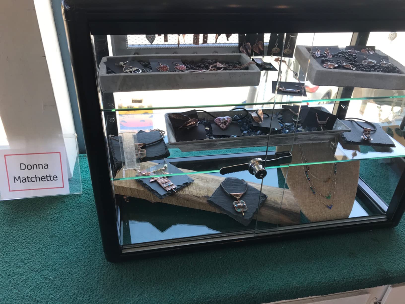Only Garment Racks Elegant Black Aluminum Display Table Top Tempered Glass Show Case. Sliding Glass Doors with Lock customer photo 1