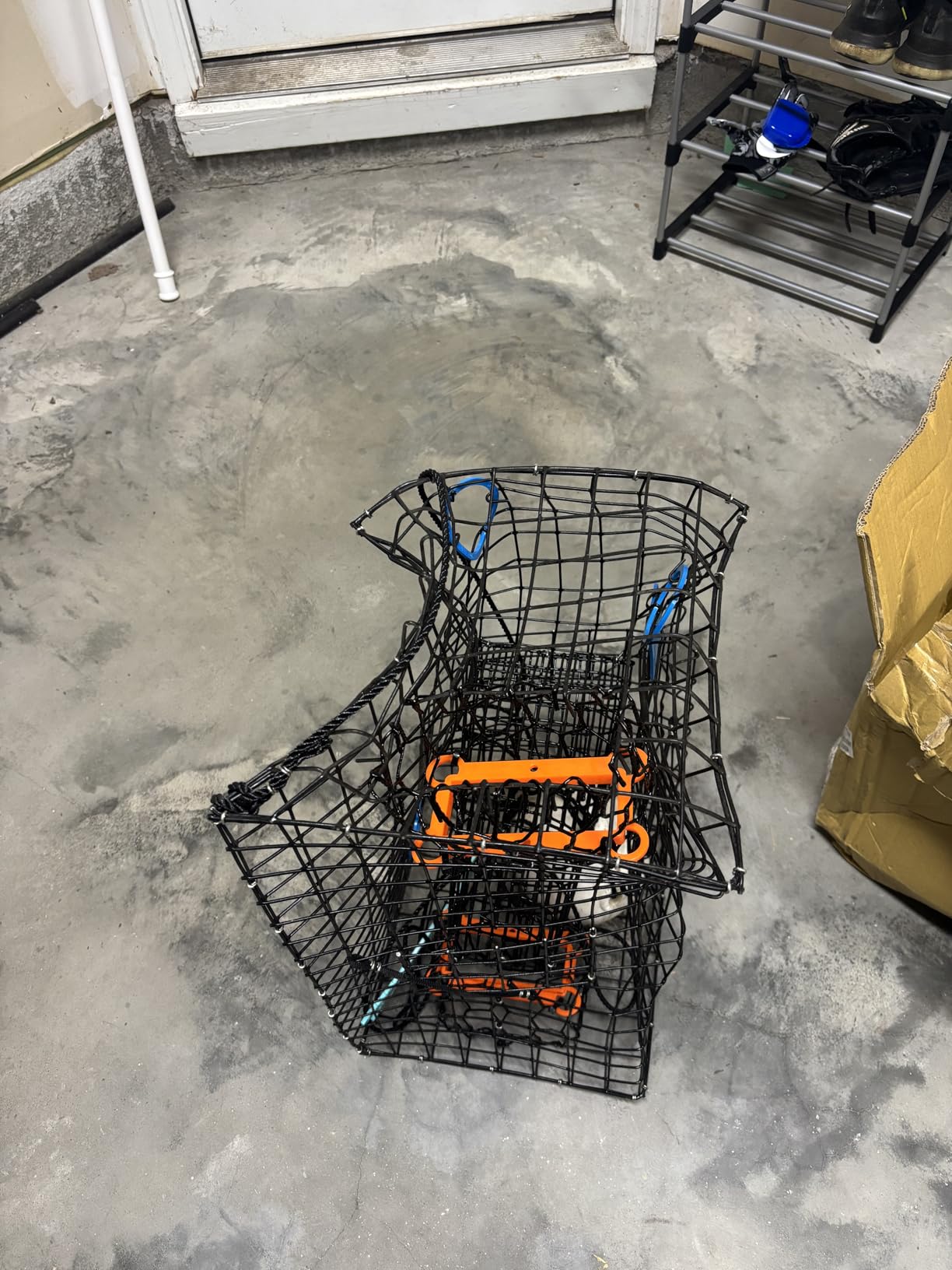 Maryland Blue Crab Pot Trap, PVC Coated Wire mesh, Heavy Duty, Two T.E.D. (Turtle Excluder Device), Two Escape Rings, Float, Rope, Ready for use. Come with Crab & Lobster Measure Gauge. Made in USA customer photo 1