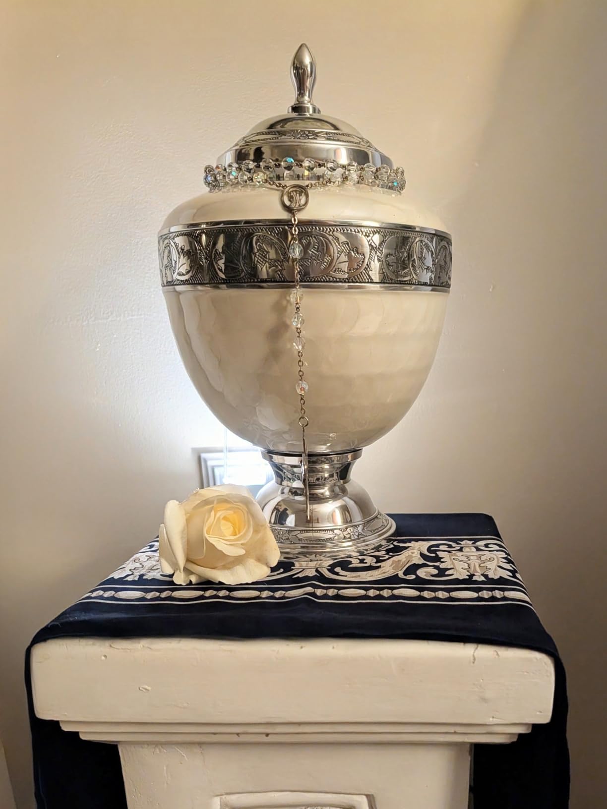 Trupoint Memorials Cremation Urns for Human Ashes, Decorative Burial Urn for Adult Men and Women, Large Dark Blue with Silver Lining customer photo 1