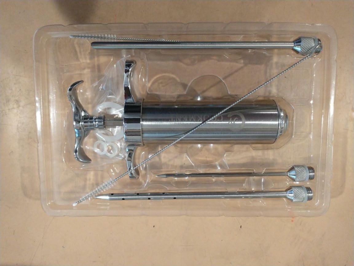 JY COOKMENT Meat Injector Syringe 2-oz Marinade Flavor Barrel 304 Stainless Steel with 3 Professional Needles 2 Cleaning Brushes and 4 Silicone O-Rings | 304 Stainless Steel Meat Injector Kit Perfect for Injecting Marinade Flavor into all Kinds of Meat by JY COOKMENT customer photo 2