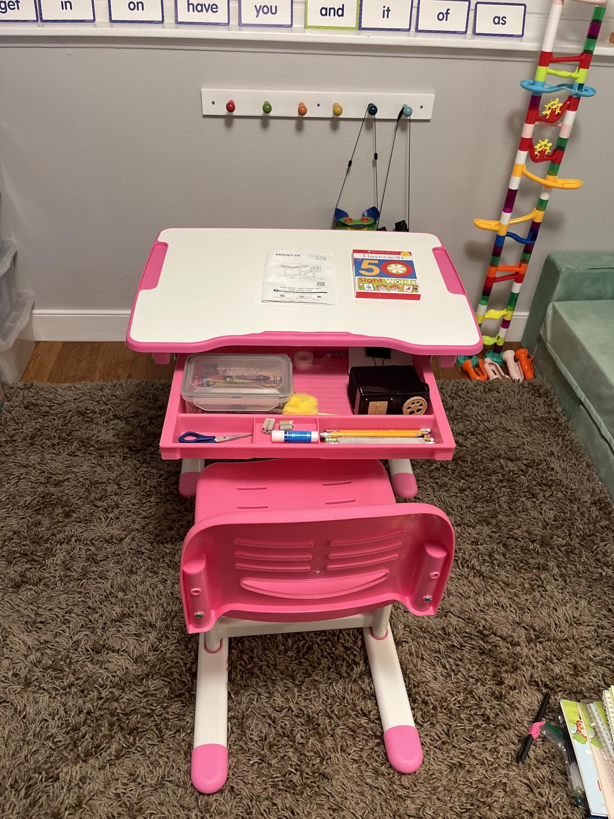Mount-It! Kids Desk and Chair Set Height Adjustable up to 30
