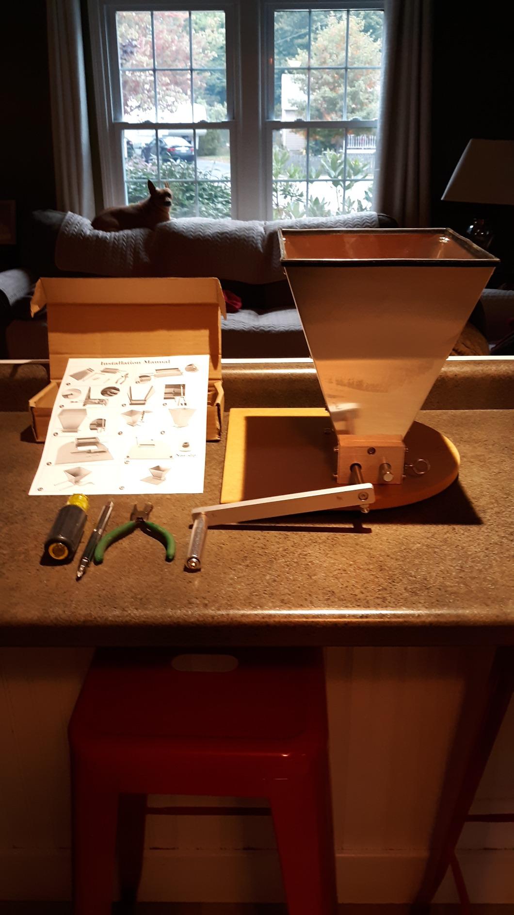 FERRODAY Malted Grain Mill for Grain Malt Barley, 2 Roller Stainless Steel | Heavy Duty Crusher Malt Mill Homebrew Grain Grinder, Adjustable Barley Crusher, Low Speed Drill, Manual Mill Wooden Base customer photo 1