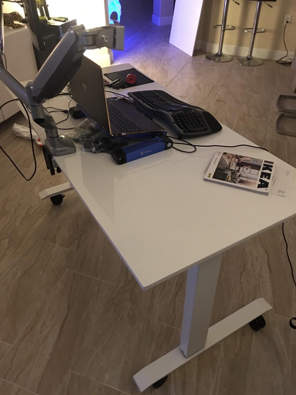Stand Up Desk Store Crank Adjustable Height Rolling Standing Desk (Black Frame/Natural Walnut Top, 48