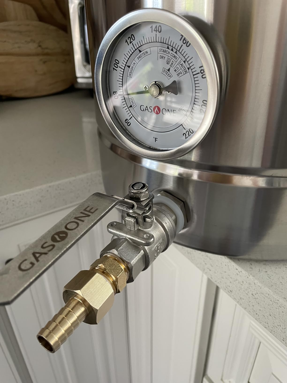 GasOne 10 Gallon Stainless Steel Home Brew Kettle Pot Pre Drilled 4 PC Set 40 Quart Tri Ply Bottom for Beer Brewing Includes Stainless Steel Lid, Thermometer, Ball Valve Spigot - Home Brewing Supplies customer photo 2