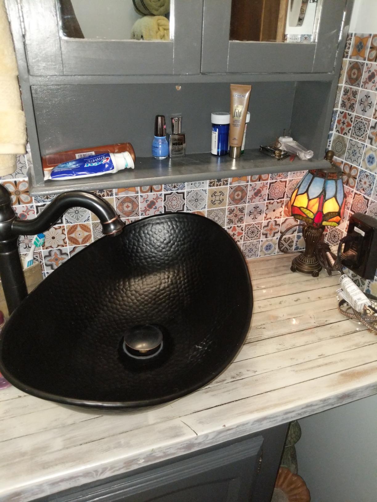 Monarch Abode Bathroom Sink - 19-Inch Harbor Vessel Bathrooms Countertop Sink, Bathroom Vessel Sinks, Above Counter Hand Hammered Pure Copper Bath Sinks customer photo 1