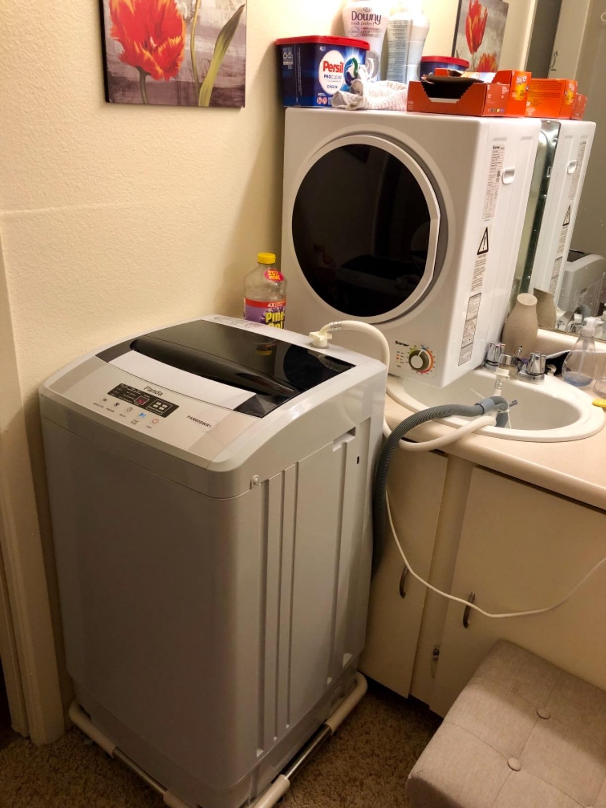 COSTWAY 1.5 Cu.ft. Portable Clothes Dryer, 850W Compact Laundry Dryer,White customer photo 2