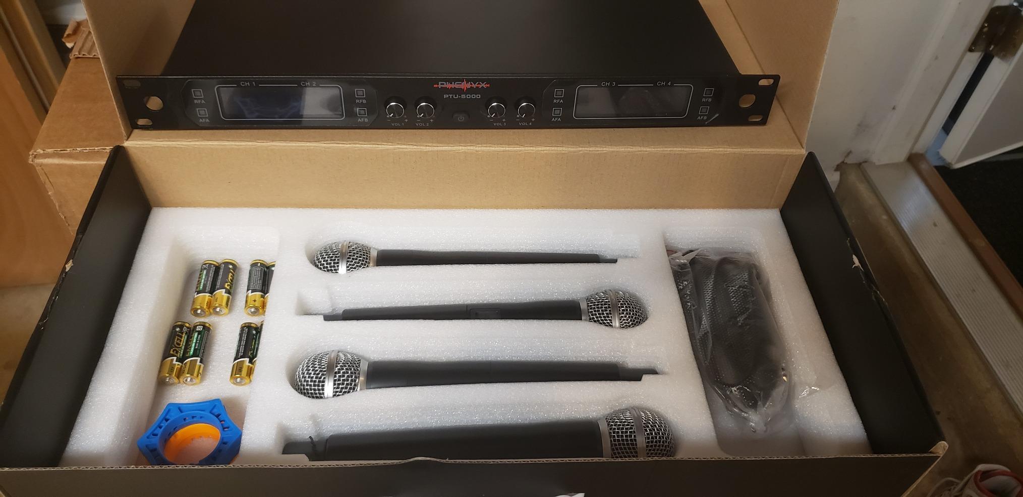 Phenyx Pro 4-Ch UHF Fixed Frequency Wireless Microphone System PTU-5000-4H | 4 Dynamic Handheld Mics, Metal Build, 260 ft Range, Singing, Church Services, Group Vocals, Small Stages customer photo 1