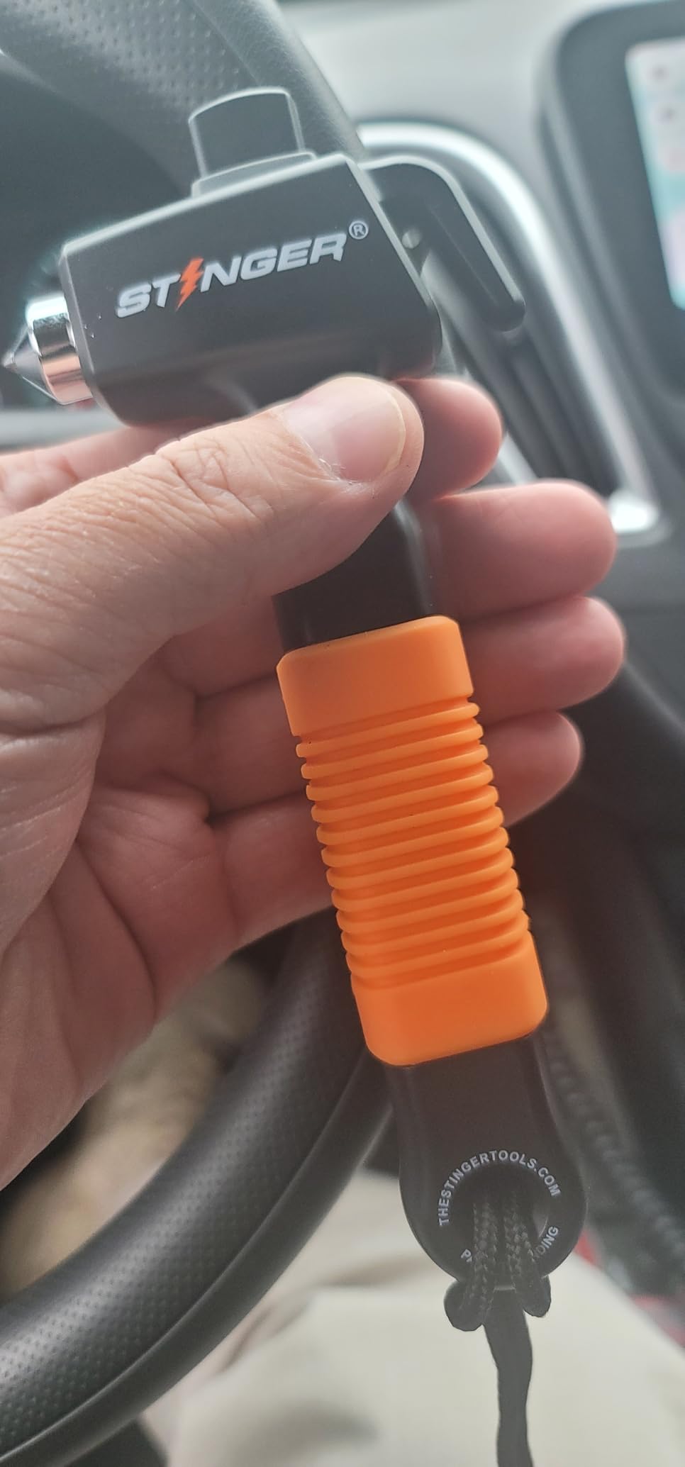 Stinger Super Duty Car Emergency Escape Tool, Hardened Carbon Steel Vehicle Safety Hammer, Spring Loaded Window Breaker, Razor Sharp Seat Belt Cutter, Life-Saving Rescue Tool (Combo 2 pcs Orange) customer photo 2
