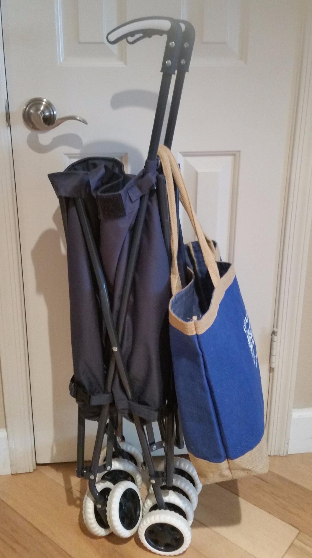 Versacart Transit -The Original Patented Folding Shopping and Utility Cart, Water-Resistant Heavy-Duty Canvas with Cover, Double Front Swivel Wheels, Compact Folding, Transport Up to 120 Pounds, Blue customer photo 1