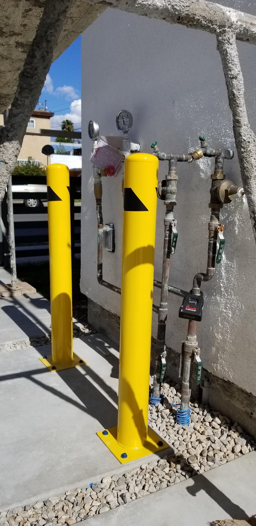8NET 1 Pack - Safety Bollard 36''H x 4.5''D, 12Ga (2.7 mm), Base-8x8'', with 4 Free Anchor Bolts, Heavy Duty Yellow Powder Coated Safety Parking Barrier Post customer photo 2