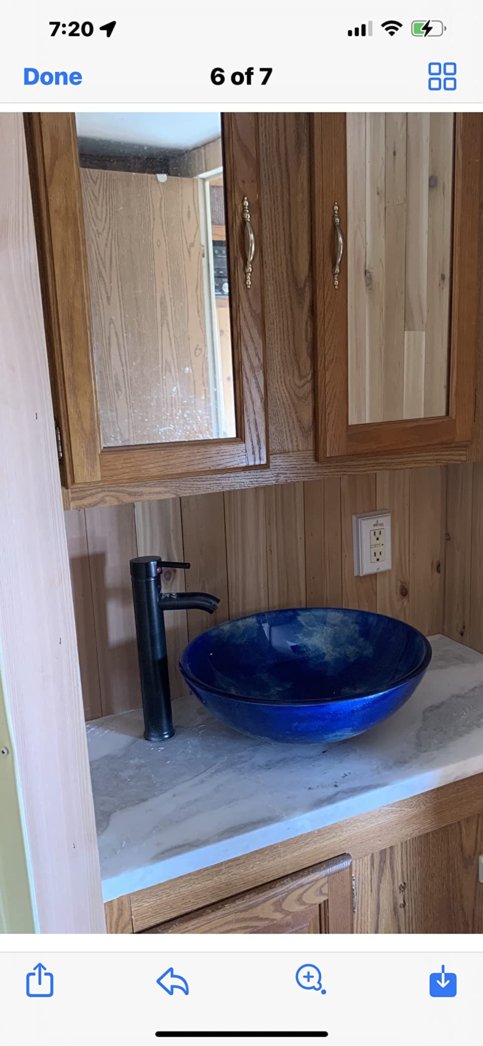 Artistic Square Bathroom Sink Blue Tempered Glass Vessel Sink Combo with Faucet 1.5 GPM and Pop up Drain Bathroom Bowl customer photo 1