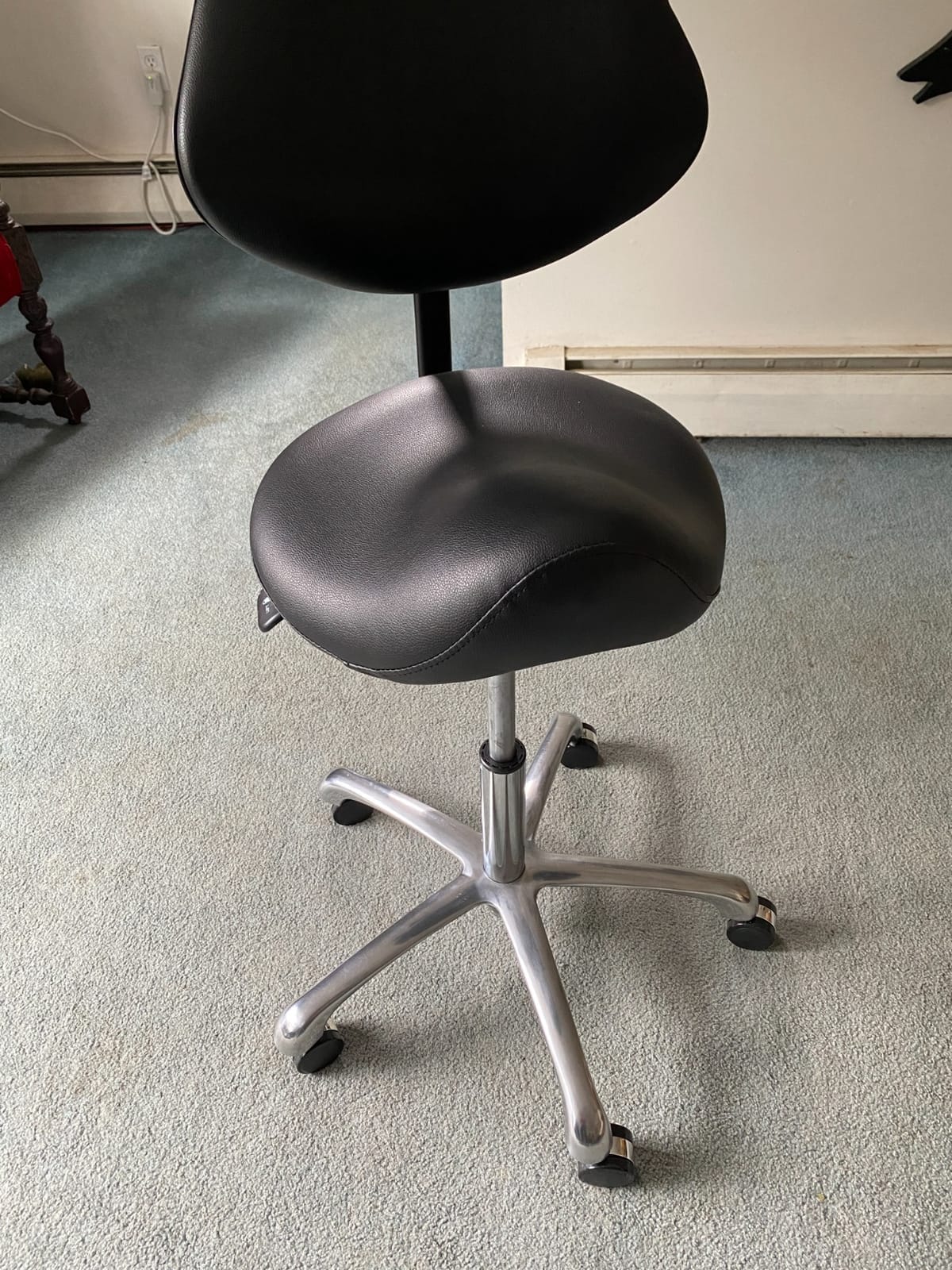 Hydraulic Saddle Rolling Adjustable, Heavy-Duty (350 lbs) Stool Chair for Beauty Salon Massage Dental Clinic Home Office Use (Black) customer photo 1