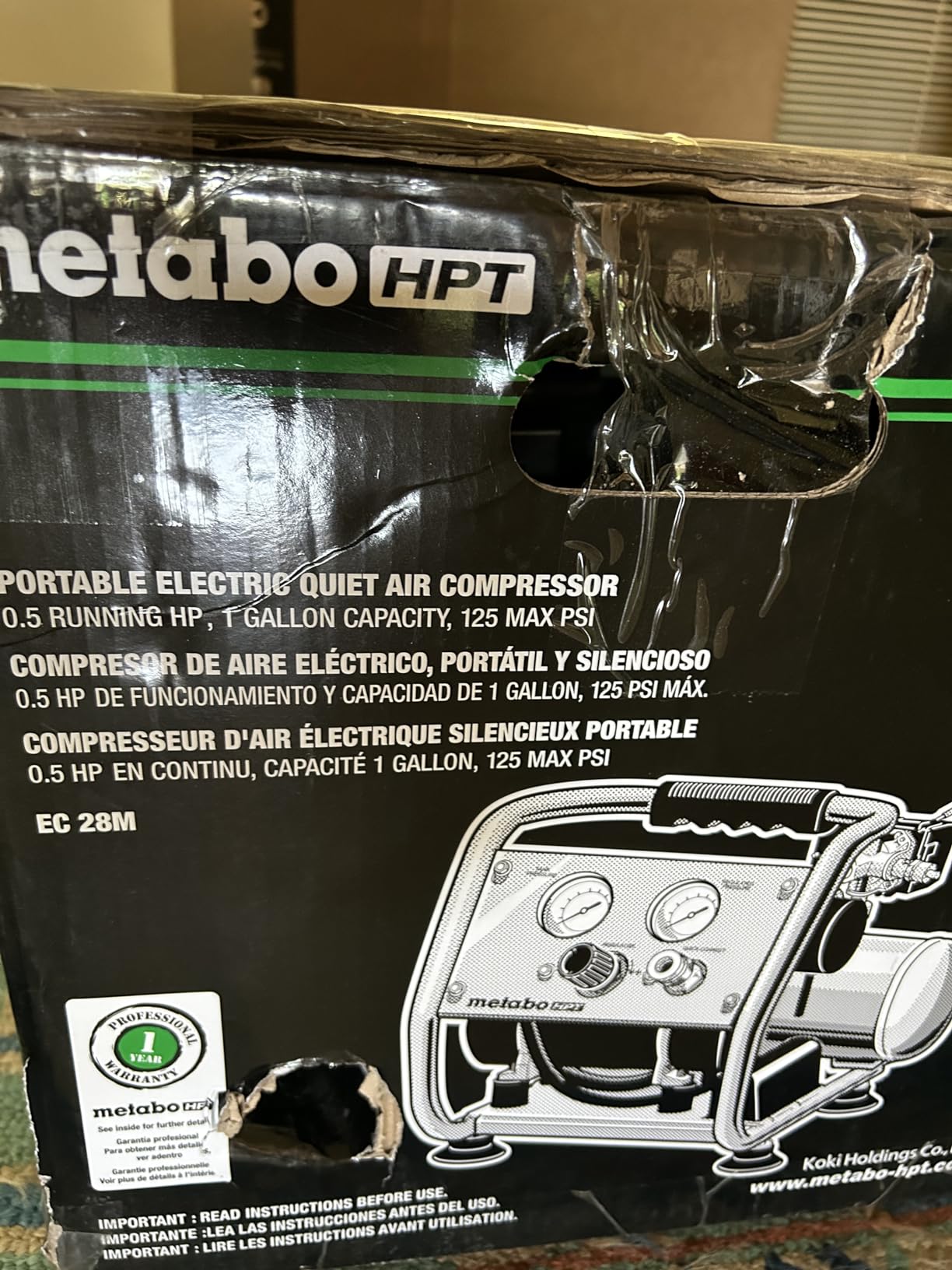 Metabo HPT Quiet Air Compressor, Portable 1 Gallon Oil-Free, EC28M customer photo 1