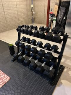 REP Fitness Rubber Hex Dumbbell Set, Adjustable Weight Pairs, Home Gym Equipment, Strength Training For Men Women, Black Coated Grips, Workout Rack Storage Optional, Heavy Lb Free Weights customer photo 1