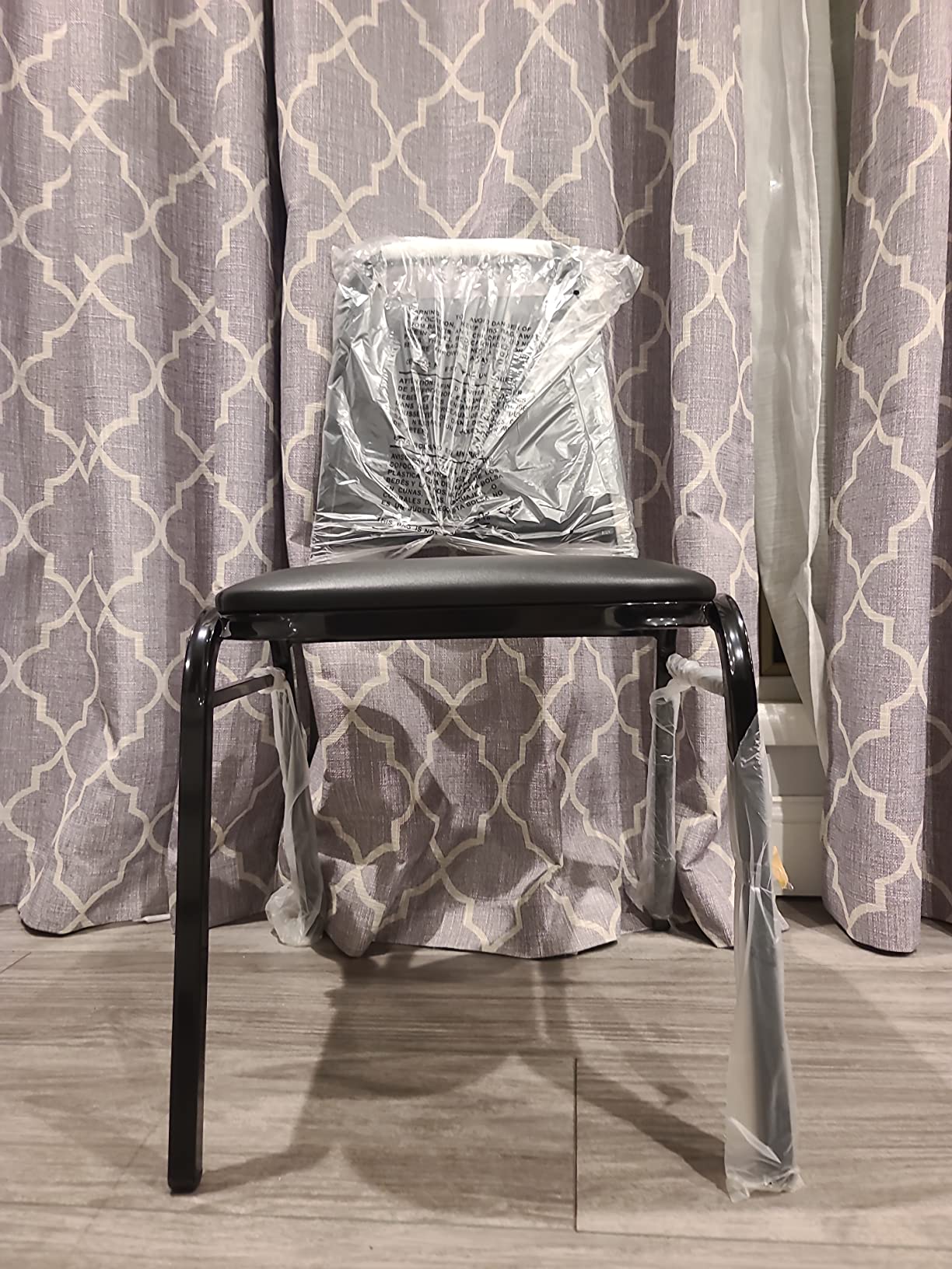 EMMA + OLIVER Black Vinyl Trapezoidal Back Stacking Banquet Chair | Black Frame, Vinyl Upholstery customer photo 1