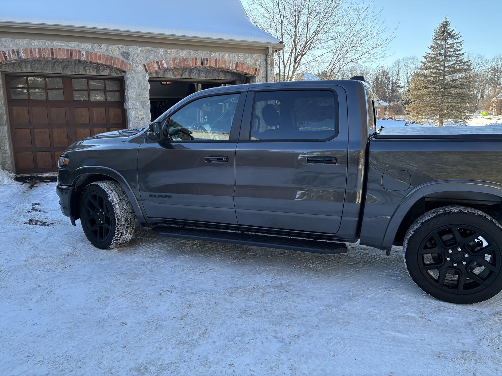 APS 6in Black Stainless Steel Flat Running Boards Compatible with Chevy Silverado GMC Sierra 1500 2019-2026 Crew Cab & 2500 HD 3500 HD 2020-2026 customer photo 1