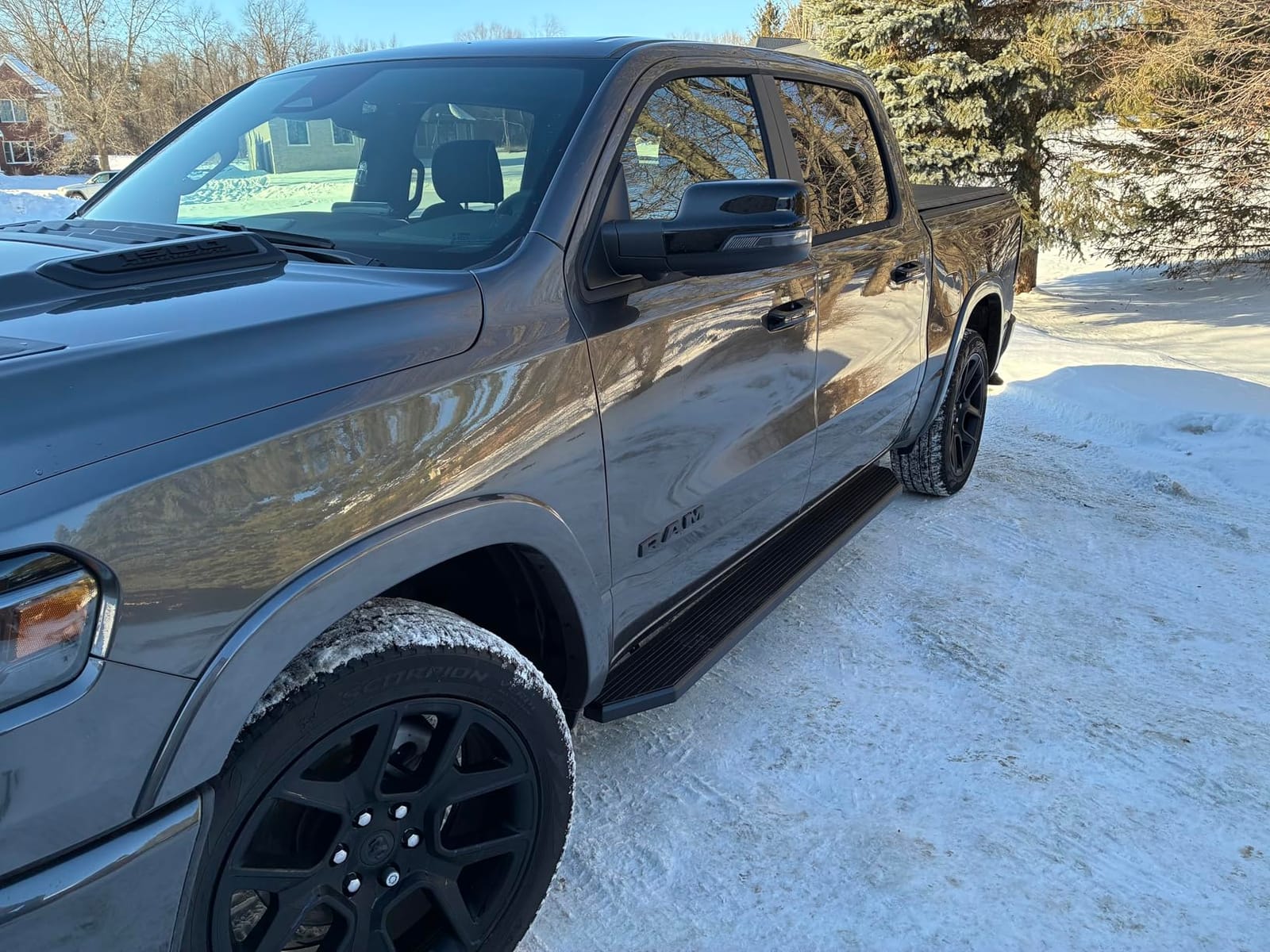 APS 6in Black Stainless Steel Flat Running Boards Compatible with Chevy Silverado GMC Sierra 1500 2019-2026 Crew Cab & 2500 HD 3500 HD 2020-2026 customer photo 2