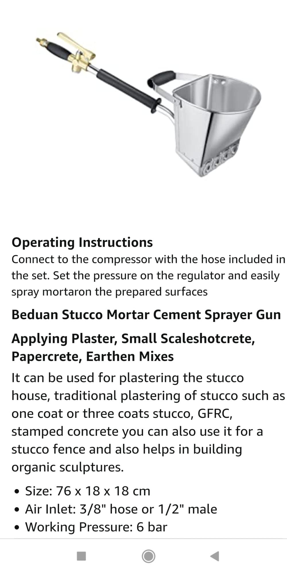Beduan 4 Jet Pneumatic Cement Stucco Sprayer Gun Plaster Mortar Automatic Air Panting Tool for Wall 1pcs customer photo 1