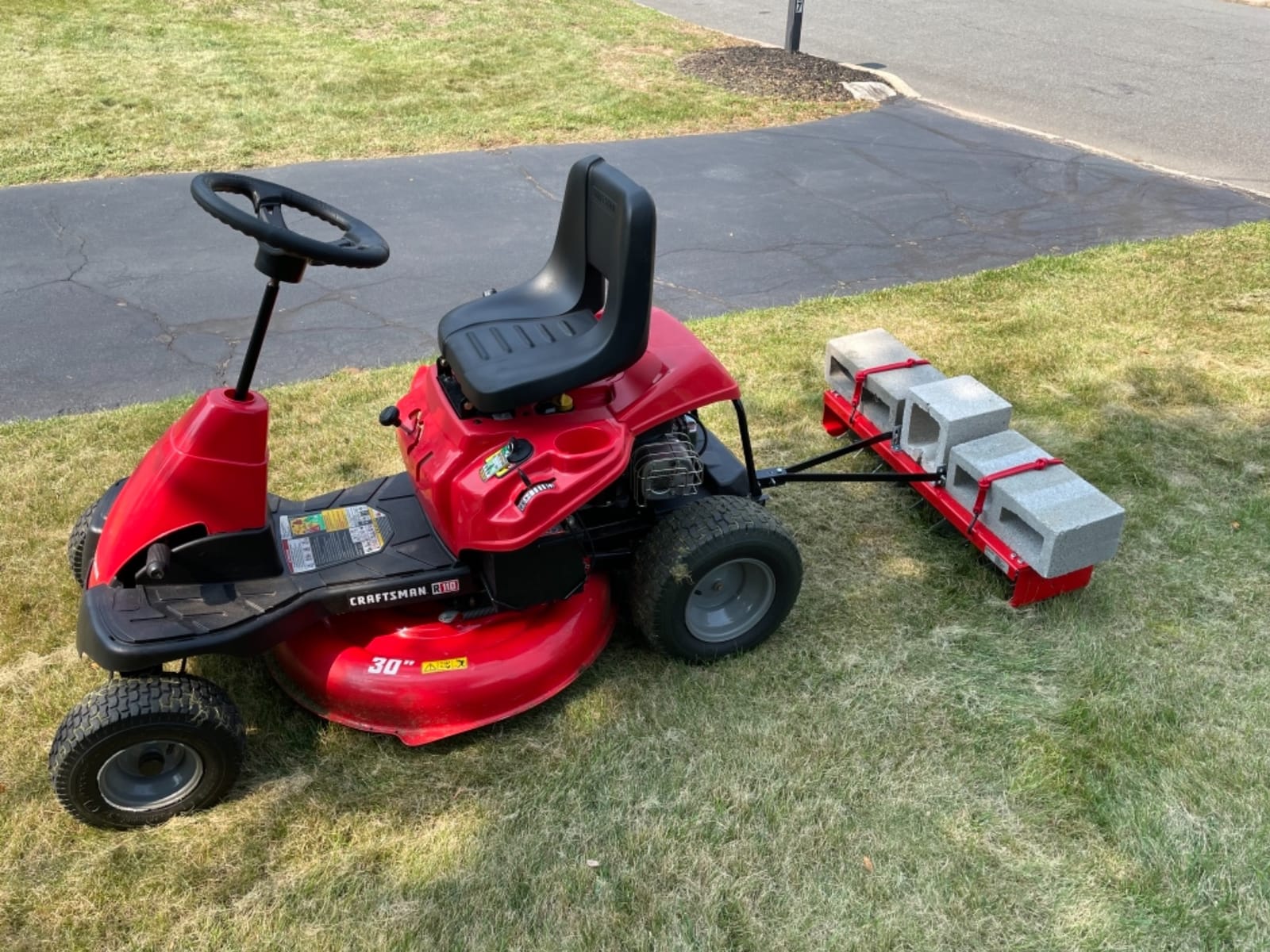 CRAFTSMAN (CMXGZBF7124336), 36-Inch Tow Spike Tow Behind Spike Aerator for Aerating Lawns; 9 Galvanized Steel Disks, 90lbs Capacity Weight Tray for Better Aeration, Universal Hitch, Red customer photo 1