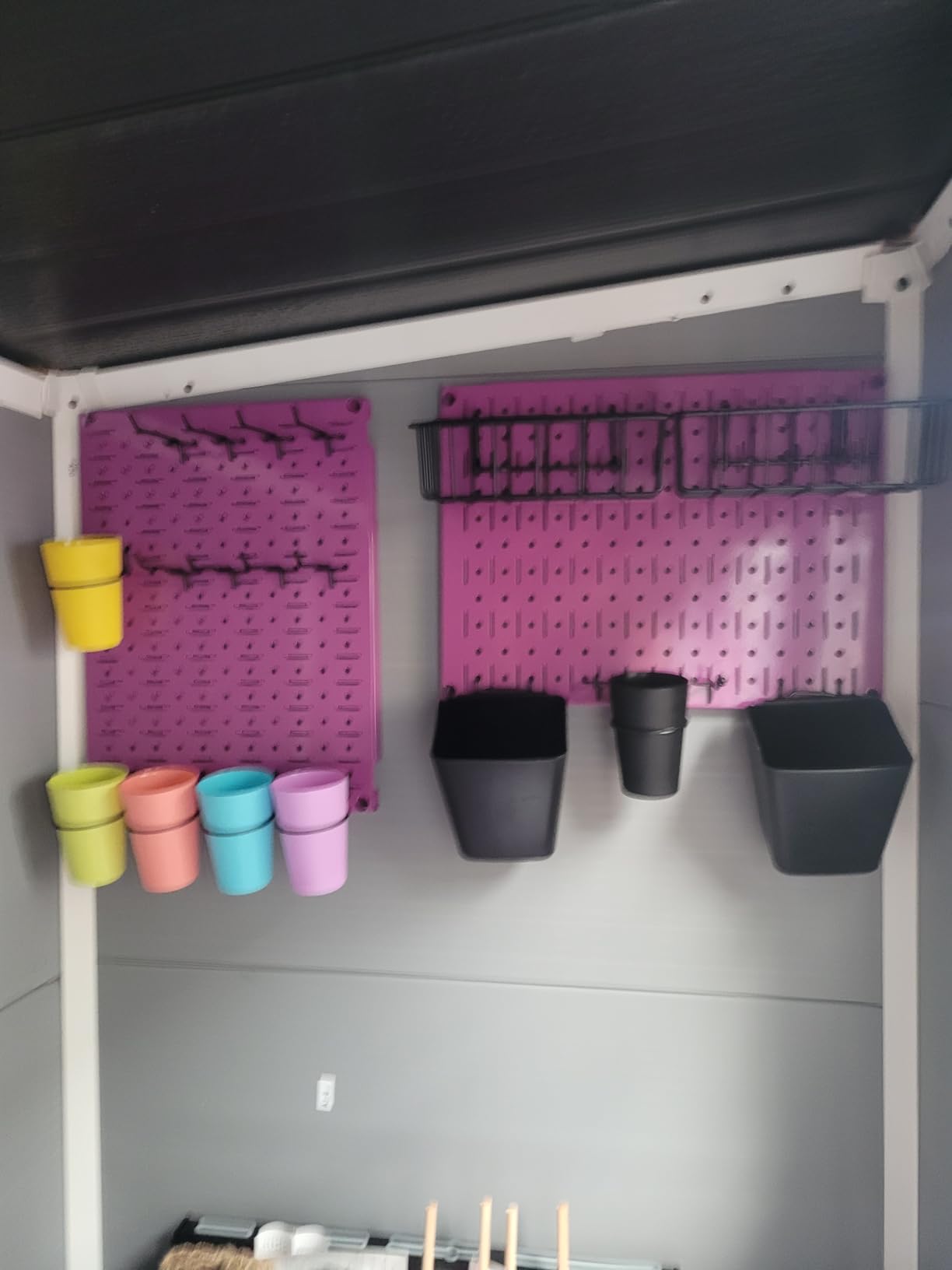 Wall Control Pegboard Wall Organizer Tiles Modular Black Metal Pegboard Tiling Set - Four 12-Inch Tall x 16-Inch Wide Peg Board Panel Wall Storage Tiles - Easy to Install (Black) customer photo 2