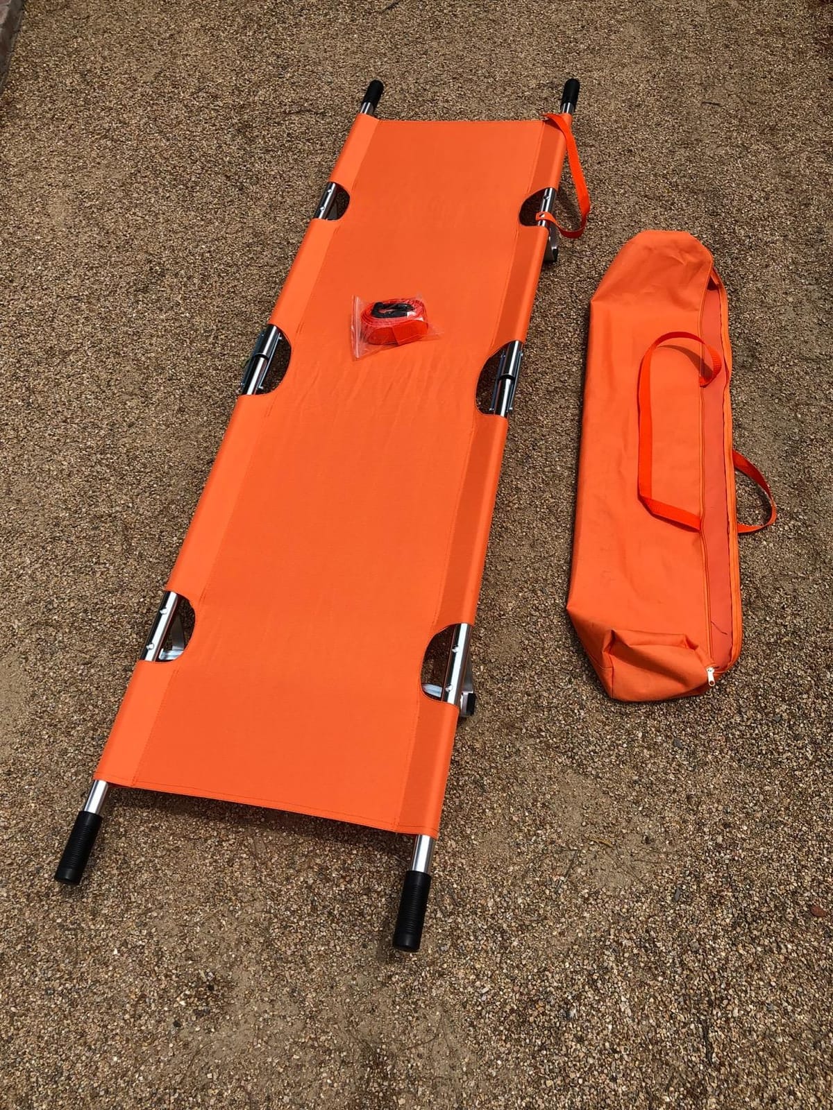 Folding Stretcher Made from Top Grade Aluminum Alloy Gurney Stretcher with Heavy Duty Handles Medical Stretcher with Rubber Feet Portable Stretcher for Patient Transport (Orange) customer photo 1