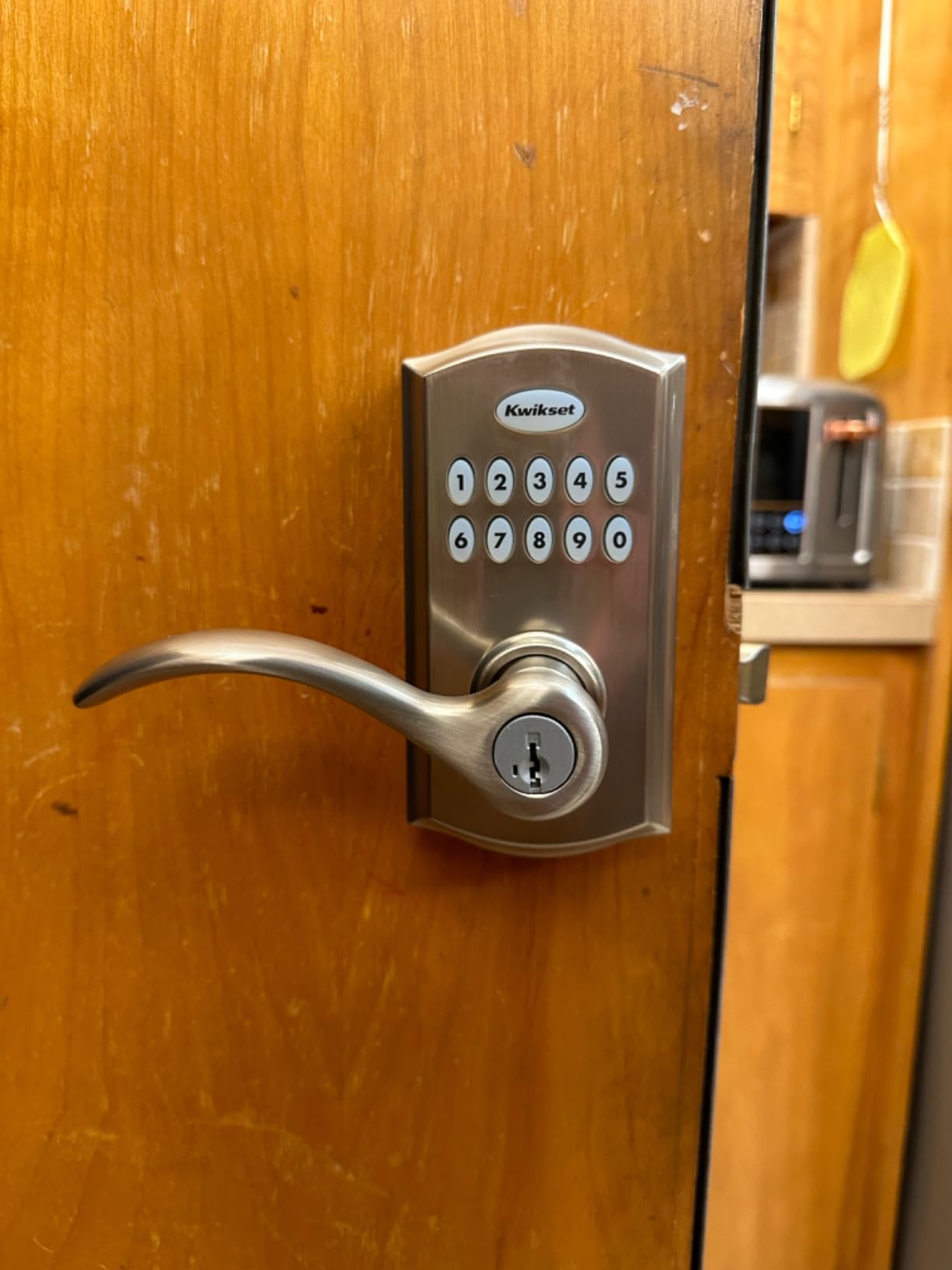 Kwikset 955PML-26DS Pembroke Lever Commercial Grade Electronic Smartcode Lever Lock with SmartKey Satin Chrome Finish customer photo 2
