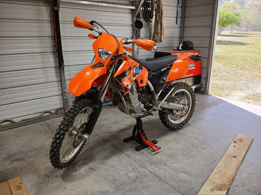 JFG RACING Adjustable Hydraulic Dirt Bike Stand Lift 1000 Lbs Capacity,Red customer photo 1