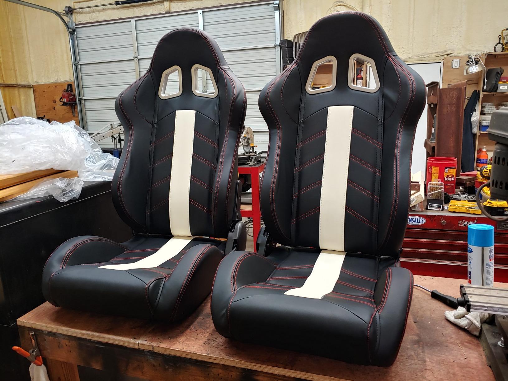 1 Pair Universal Black PVC Leather Reclinable Racing Bucket Seats customer photo 1