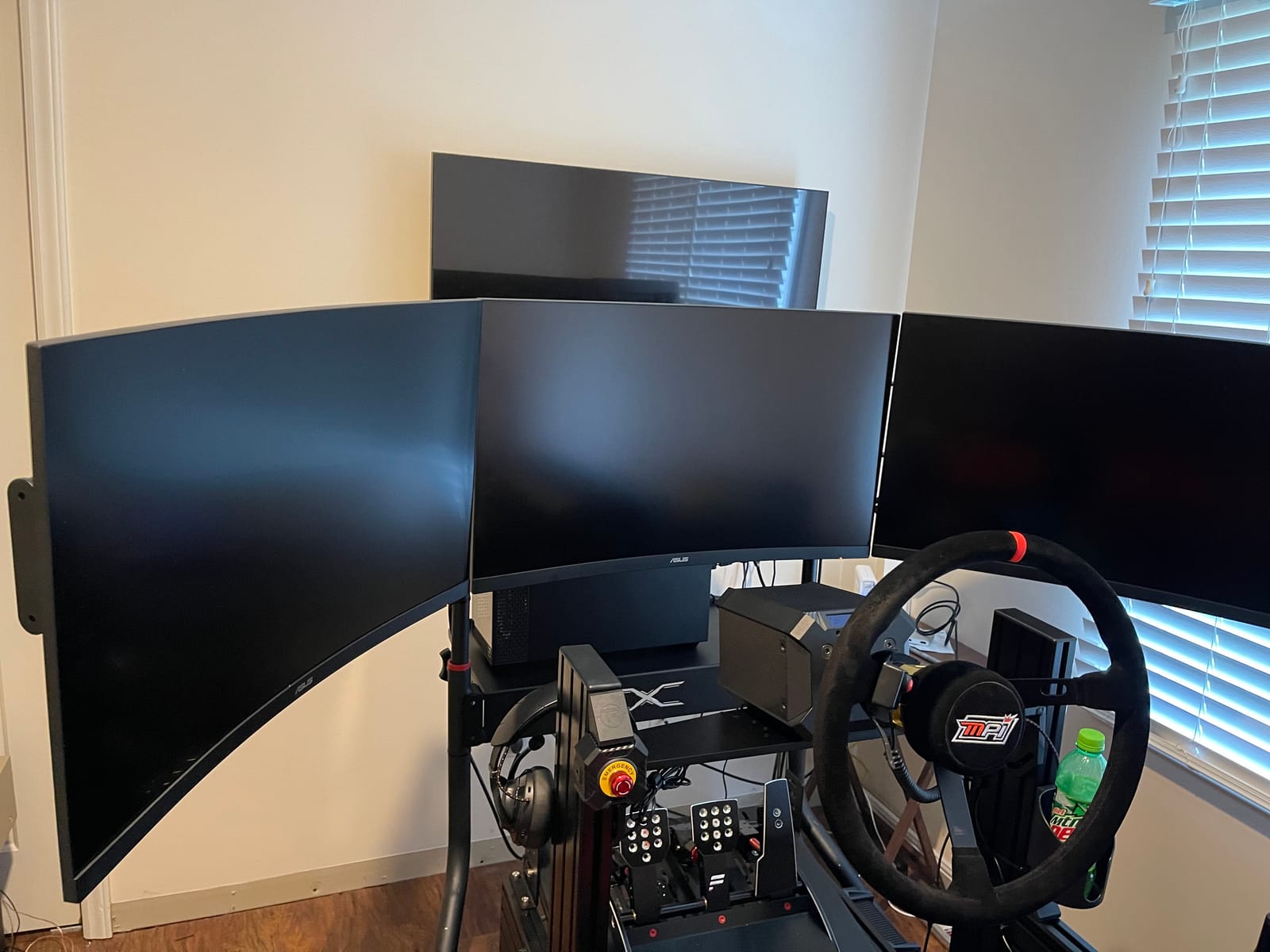 Extreme Sim Racing Triple Screen TV Stand Add-on Upgrade With Back Tray - Fits almost all Sim Racing Rigs in the Market - Suitable for TV sizes up to 3 x 37