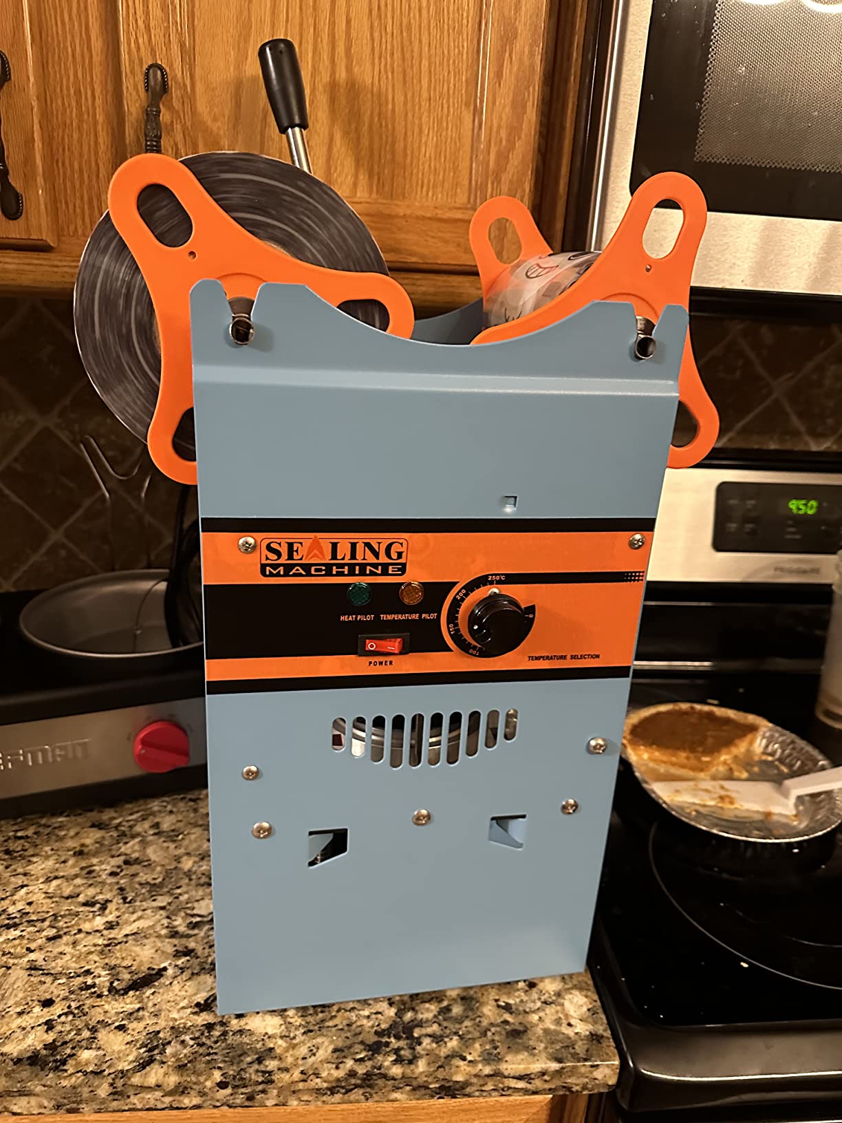 JIAWANSHUN Manual Cup Sealing Machine 300-500 Cups/Hour Electric Cup Sealer for 180mm Tall & 95mm Cup 110V customer photo 1