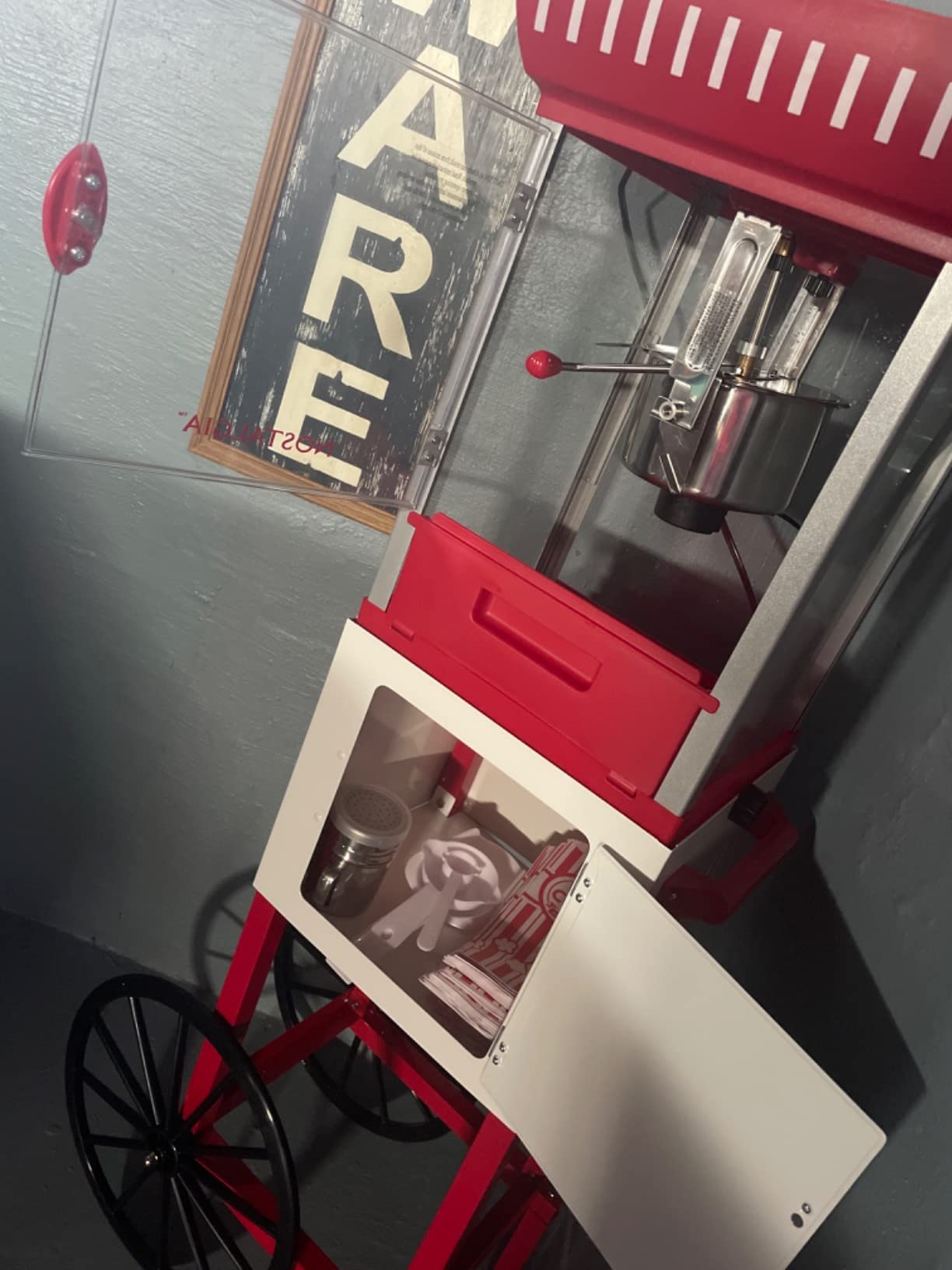 Nostalgia Popcorn Maker Machine - Professional Cart With 2.5 Oz Kettle Makes Up to 10 Cups - Vintage Popcorn Machine Movie Theater Style - Red & White customer photo 2
