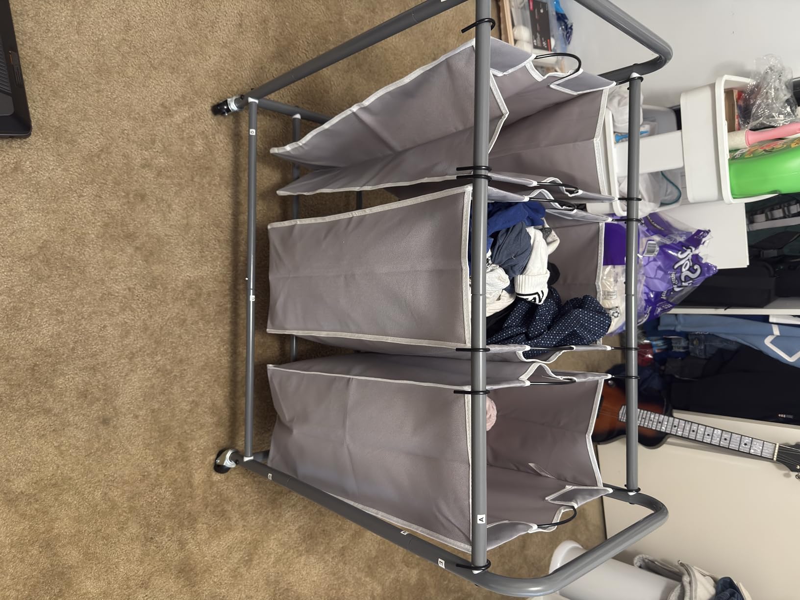 STORAGE MANIAC Laundry Sorter 4 Section, 47.5 Gal (180 L) Laundry Hamper with Wheels, Clothes Divider Basket Sorter, Separator Hamper Cart with Removable Bags, Gray customer photo 1