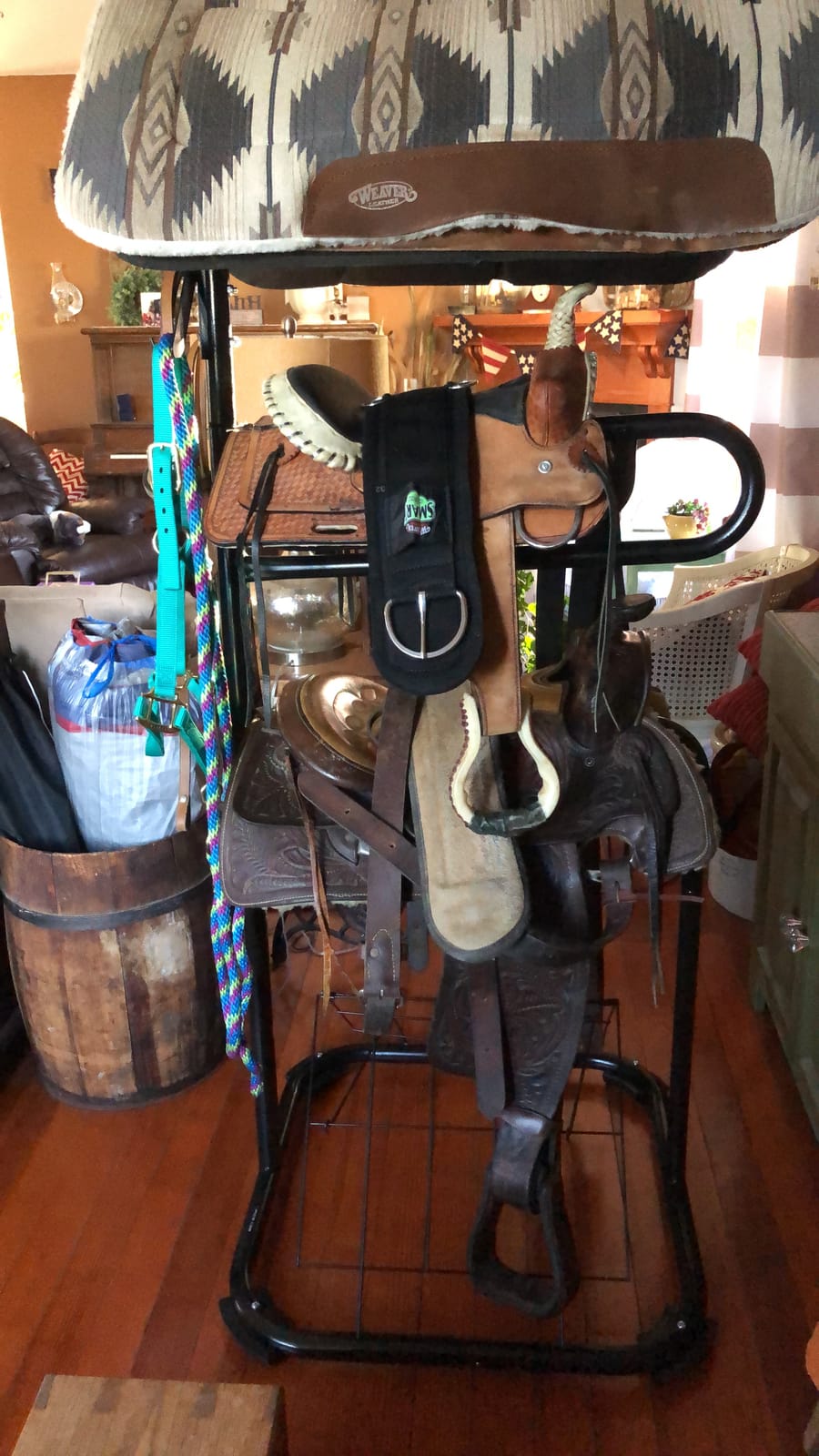 Seny Heavy Duty 3 Tier Rotatable Saddle Rack Stand H68.5 x W30 x D30. customer photo 2