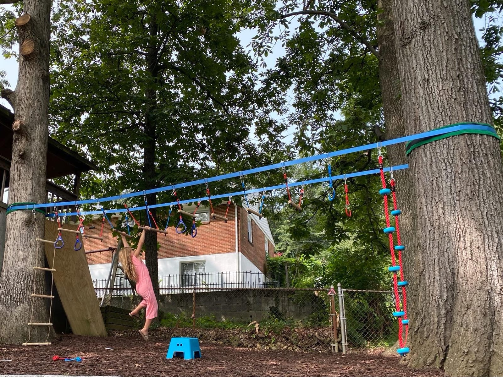 Double Ninja Slackline Obstacle Course, 80 Ft, Monkey Bars, Kids customer photo 1