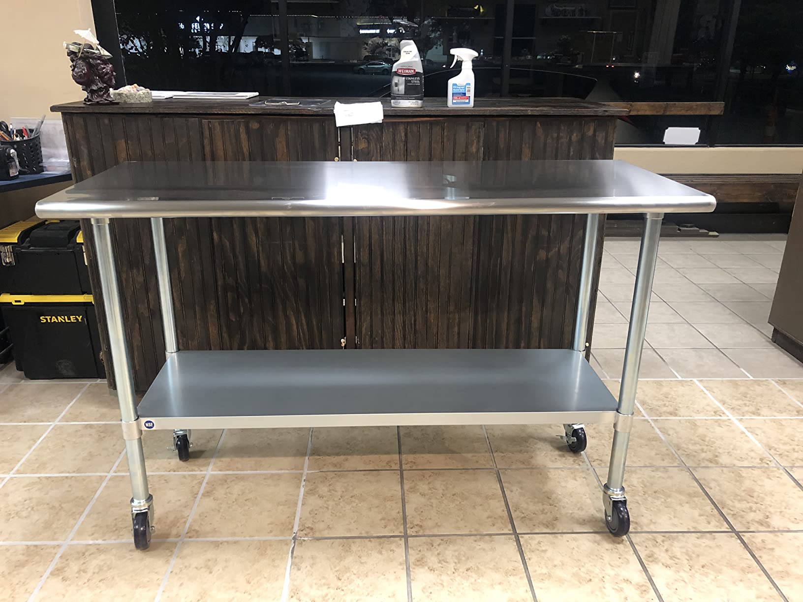 ROCKPOINT Stainless Steel Table for Prep & Work with Caster Wheels 24x48 Inches, NSF Metal Commercial Kitchen Heavy Duty Table with Adjustable Under Shelf and Table Foot for Restaurant, Home and Hotel customer photo 1