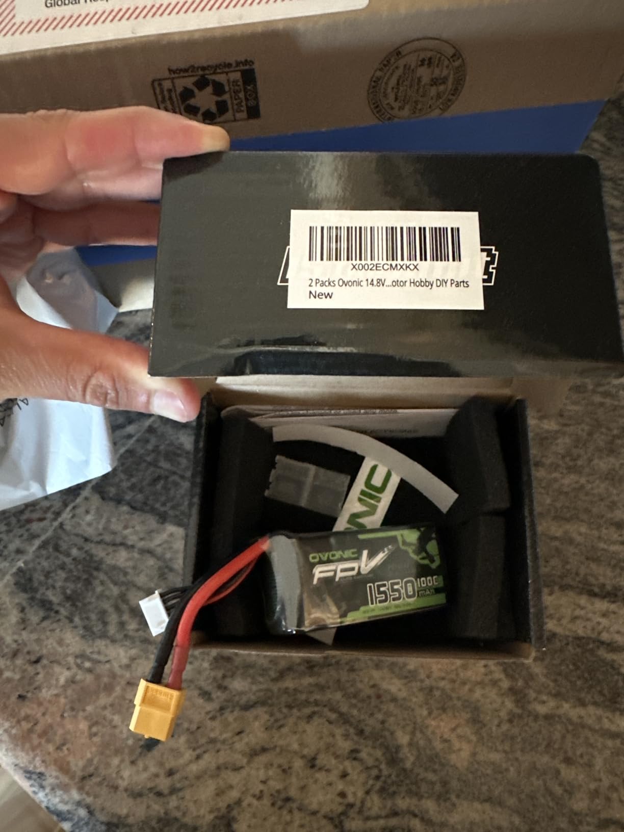 OVONIC 4s Lipo Battery 100C 1550mAh 14.8V Lipo Battery with XT60 Connector for RC FPV Racing Drone Quadcopter(2 Packs) customer photo 2